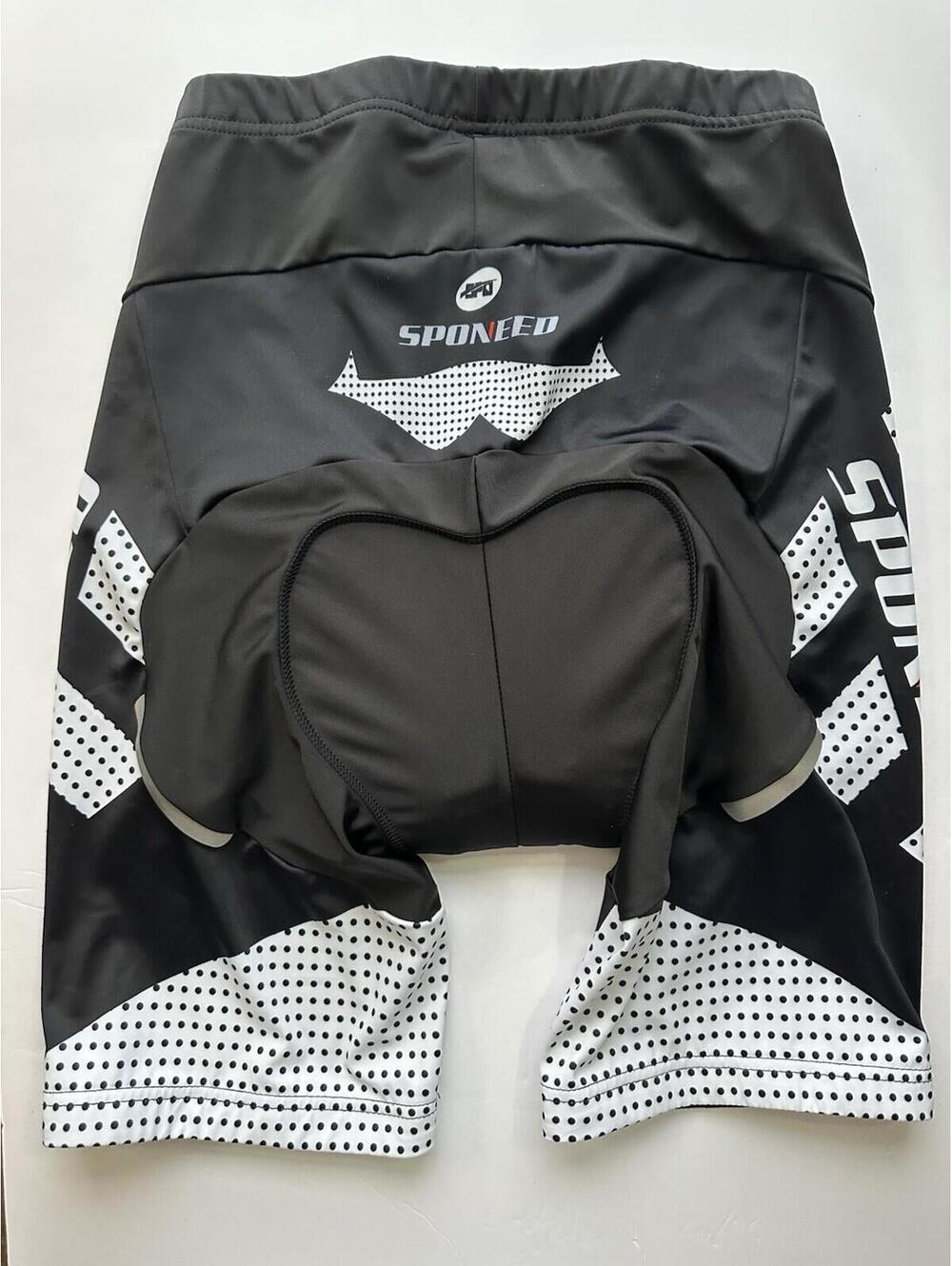 Sponeed Men's Cycling Shorts Black/White, Padded, Size XL